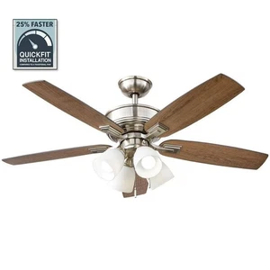 Hampton Bay Devron II 52in. Indoor Brushed Nickel LED Ceiling Fan - Ships Free - Picture 1 of 4