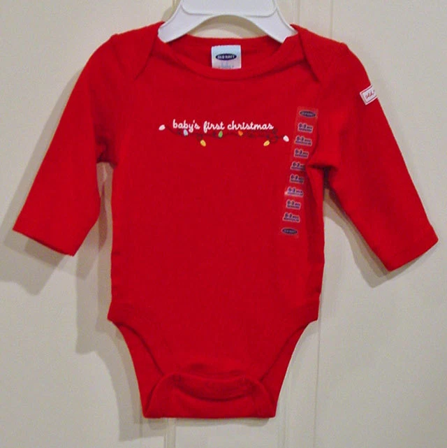 OLD NAVY RED UNISEX CHRISTMAS ONE PIECE OUTFIT SIZE 0-3 MONTHS NEW WITH TAGS - Image 1 of 1