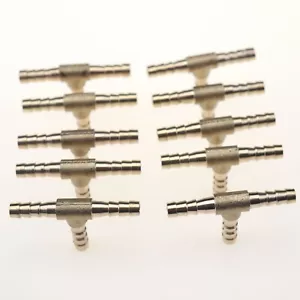 10pcs Brass Hose Barb Fitting Pipe Tubing Fuel Water Gas Tee3 Way 1/4"6mm - Picture 1 of 8