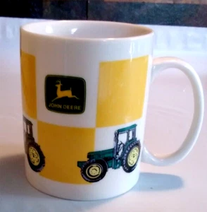 CLEARANCE Collectible John Deere Coffee Mug Cup - Tractor/Green Yellow Checkered - Picture 1 of 3
