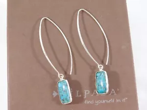 Silpada Sterling Silver Compressed Turquoise OASIS Drop Threader Earrings W3379 - Picture 1 of 4