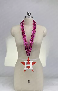 New MLB Houston Astros Hot Pink Jumbo Big Fan Chain Necklace Foam MI USA - Picture 1 of 4