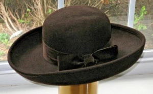BETMAR 100% Wool Brown Rimmed Hat with Satin BOW USA Made New with Tags - Picture 1 of 3