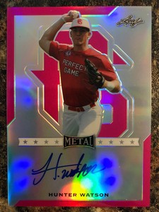 Hunter Watson 2017 Leaf Perfect Game Metal Auto Pink 7/20 Texas A&M Aggies