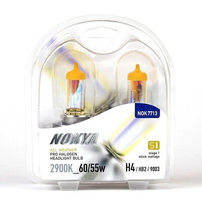 Nokya H4 All Weather S1 55/60W Halogen Headlight Fog Light Bulb NOK7713 1 Pair - Image 1 of 4