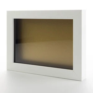 White 12x24 Wood Shadow Box With Gold Acid-Free Backing 11/16 Usable Depth - Picture 1 of 8