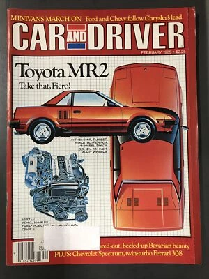 CAR AND DRIVER MAGAZINE-FEBRUARY 1985-TOYOTA MR2-MINIVANS-FORD-CHEVY-CHRYSLER Foto 1 de 3