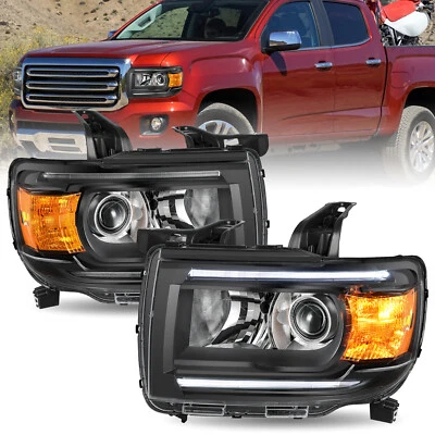 For 2015-2022 GMC Canyon Projector Black Amber Headlights Headlamps Left+Right - Image 1 of 4