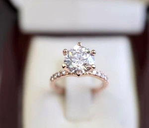 Diamond Engagement Ring 14K Rose Gold Round Cut 2.00 Ct IGI Certified Lab Grown - Picture 1 of 9