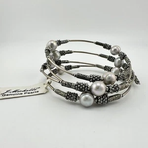 J. Michelle NWT Genuine Freshwater Pearl Silver Tone Adjustable Wrap Bracelet - Picture 1 of 5