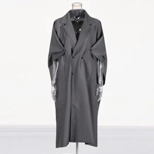 Womens Fashion Irregular Lapel Collar Jacket New High-end Loose Long Windbreaker - Picture 1 of 21