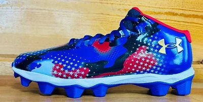 Kids Under Armour UA Spotlight Franchise 4 RM Football Cleats Size 5Y or 6 BLUE - Image 1 of 4
