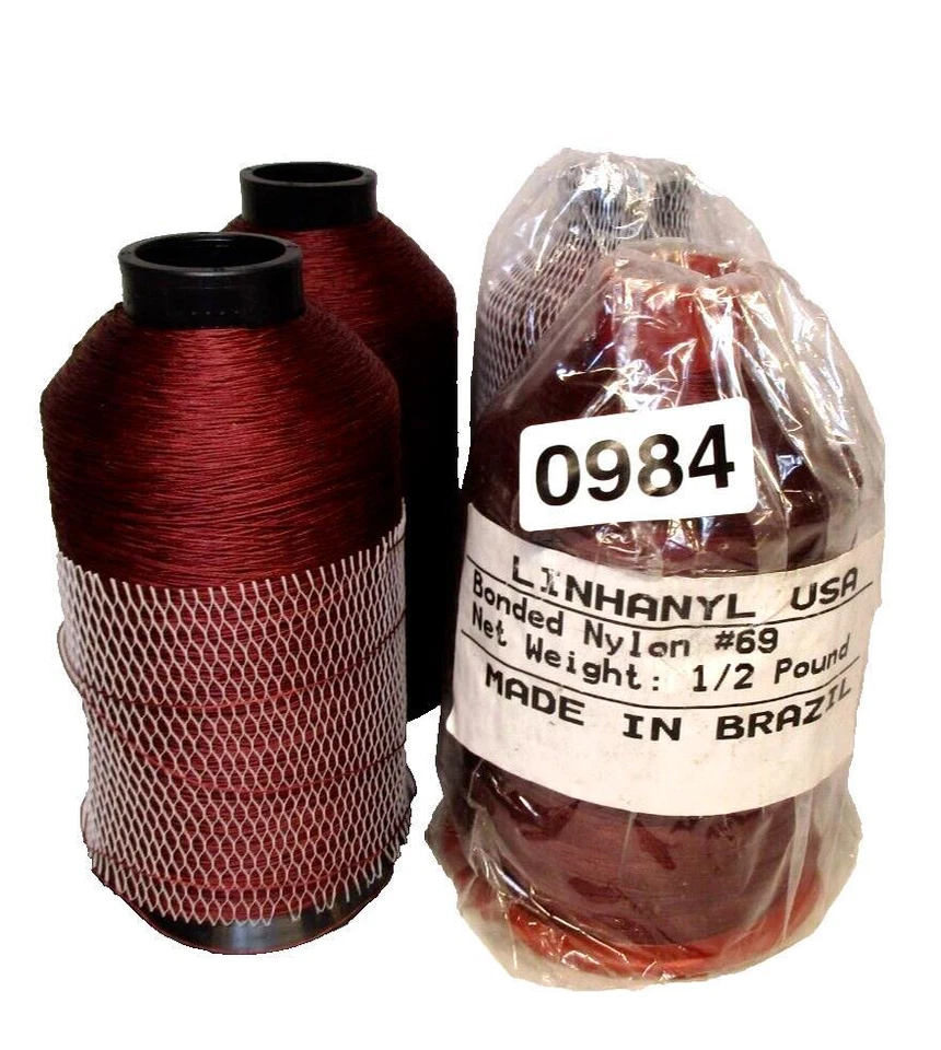 (4) Nylon Bonded Thread #69 Burgundy Maroon Color Upholstery - Leather - Canvas - Image 1 of 3