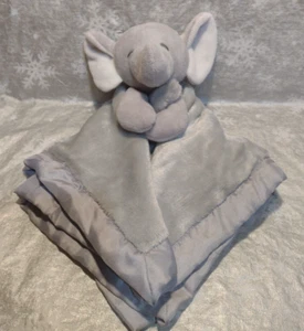 Carters Elephant Gray Plush Lovey Security Baby Blanket Satin Trim 14 Inch - Picture 1 of 10
