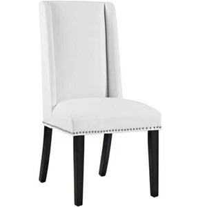 Modway Baron 20.5" Solid Rubberwood and Vegan Leather Dining Chair in White - Picture 1 of 4