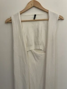 STAPLE THE LABEL Ladies cream sleeveless linen cotton long open Knit Size 6 - Picture 1 of 10
