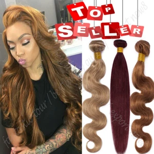 US Blonde/Red Mongolian Virgin Human Hair Extensions Weave Weft 1-3 Bundles Q617 - Picture 1 of 21