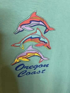 Vintage 1990’s Oregon Coast Dolphins  T-Shirt Size Adult XL Aqua Blue - Picture 1 of 6