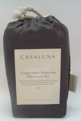 Casaluna Juego de Funda de Almohada Sólida Satén King Equilibrio de Temperatura Gris Metal Foto 1 de 2