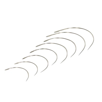 SET: 8 gebogene Nadeln Polsternadeln Nähnadeln Sattlernadeln rund Leder NEU - Bild 1 von 4