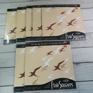 Vintage DuPont Wall Paper Flair Squares Pre-pasted Panels MCM Flying Ducks Geese - Picture 1 of 6