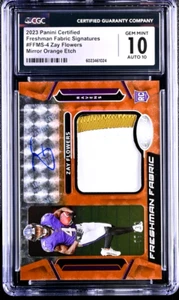 2023 Certified Freshman Fabric Mirror Orange Etch Zay Flowers /30 CGC 10 GEMMINT - Picture 1 of 4