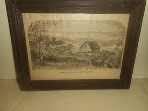 Framed WEIRS LANDING and CAMPGROUND Wood Cut Engraving Samuel S. KILBURN c.1880 - Picture 1 of 11