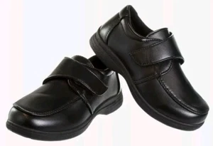 French Toast 10M Dress Shoes Faux Leather Loop & Hook Loafers Church Comfort Blk - Picture 1 of 8