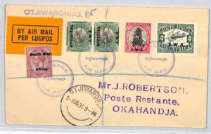 SOUTH WEST AFRICA Air Mail Otjiwarongo Okahandja Cover 1931{samwells}ZC239 - Picture 1 of 8