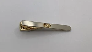 Vintage Givenchy Logo Brushed Silver Tone Two Tone Tie Bar Clip - Picture 1 of 11