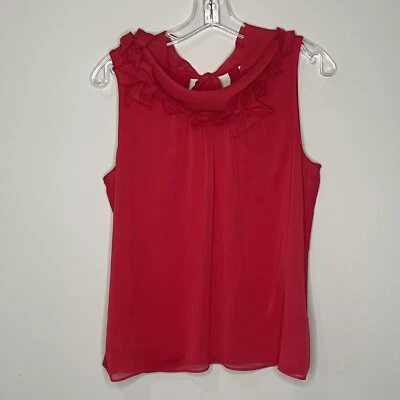 Blusa Tahari Para Mujer Mediana Pequeña Roja Camisa Sin Mangas Top Rayón Elastizada Tanque Foto 1 de 4