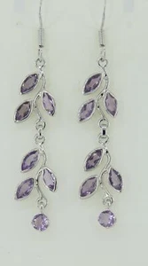 Classy Floral 3,6 Carat Amethyst Earrings 928 Silver Romantic Earrings - Picture 1 of 10