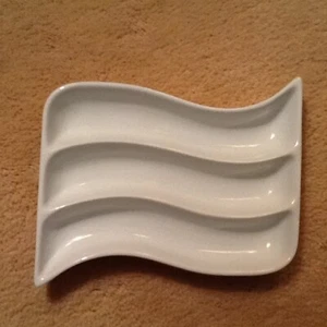Vegetable holder 3 sectioned white ceramic preowned - Picture 1 of 1