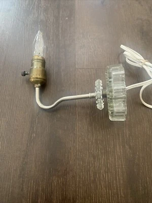 Vintage Mid Century Wall Sconce Clear Hobnail and Silver Toned Metal 8” - Image 1 of 4