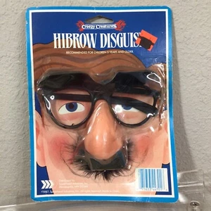 Vintage 80’s Hibrow Disguise Novelty Glasses Bushy Eyebrows Nose Mustache NOS - Picture 1 of 5