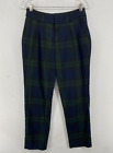 ABERCROMBIE & FITCH Pants Womens S Blackwatch Plaid Tapered Ankle Twill Green