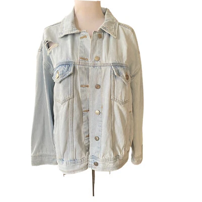 Celebrity Women’s Size Large Blue Denim Jean Jacket Distressed - Image 1 of 4