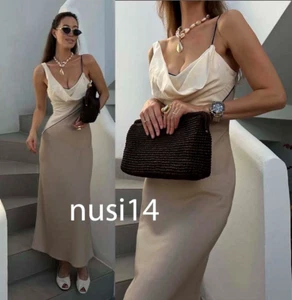 ZARA NUEVO VESTIDO MIDI MUJER COMBINACIÓN CRUDO BEIGE XS-XL 5029/116/075 - Imagen 1 de 6