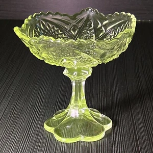 Candy Nut Dish Party Glows Glass Depression Bon Bon Pedestal - Picture 1 of 6
