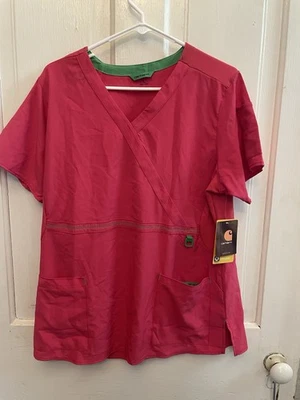 Carhartt Women's V-Neck Scrub Top with Pockets Large Nurse Scrubs Medical - Image 1 of 4