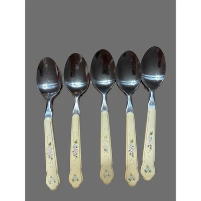 Pfaltzgraff Tea Rose Flatware 5 Piece Spoon Spoons Replacement Discontinued - Image 1 of 2