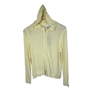 WinterSilks Full Zip Hoodie Size Large Lemon Yellow Silk Nylon Blend New - Picture 1 of 10
