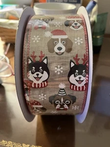 Kirkland 2,5" x 50 Yards Drahtband Hunde in Schals + Mützen Weihnachtsband - Bild 1 von 4