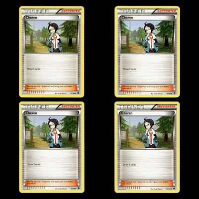 4x Cheren 91 Black White Emerging Powers 2011 Pokemon Cards Playset Play Set TCG - Image 1 of 4
