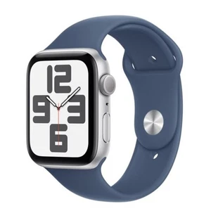 Apple Watch SE GPS + Cellular 44mm Silver Aluminium Case with Denim Sport Band - - Foto 1 di 1