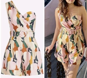 Farm Rio One Shoulder The Kiss Strampler Leinen Mehrfarbig Größe Small NEU Neu mit Etikett - Bild 1 von 16