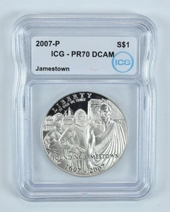 2007-P Jamestown Commemorative Silver Dollar PR70 DCAM ICG *4705 - Picture 1 of 5