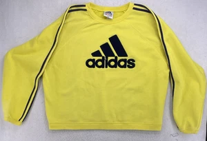 Adidas Sudadera XL Amarillo Negro Rayas Logo Cuello Redondo Pullover RN88387 Y2K - Imagen 1 de 8