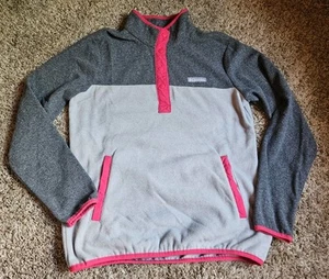 Columbia Damen Medium Pullover Fleece Sweatshirt Viertel Druckknopf grau pink - Bild 1 von 6