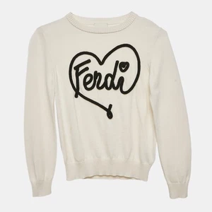 Fendi Kids White Logo Embroidery Long Sleeve Sweater 8 Yrs - Picture 1 of 1